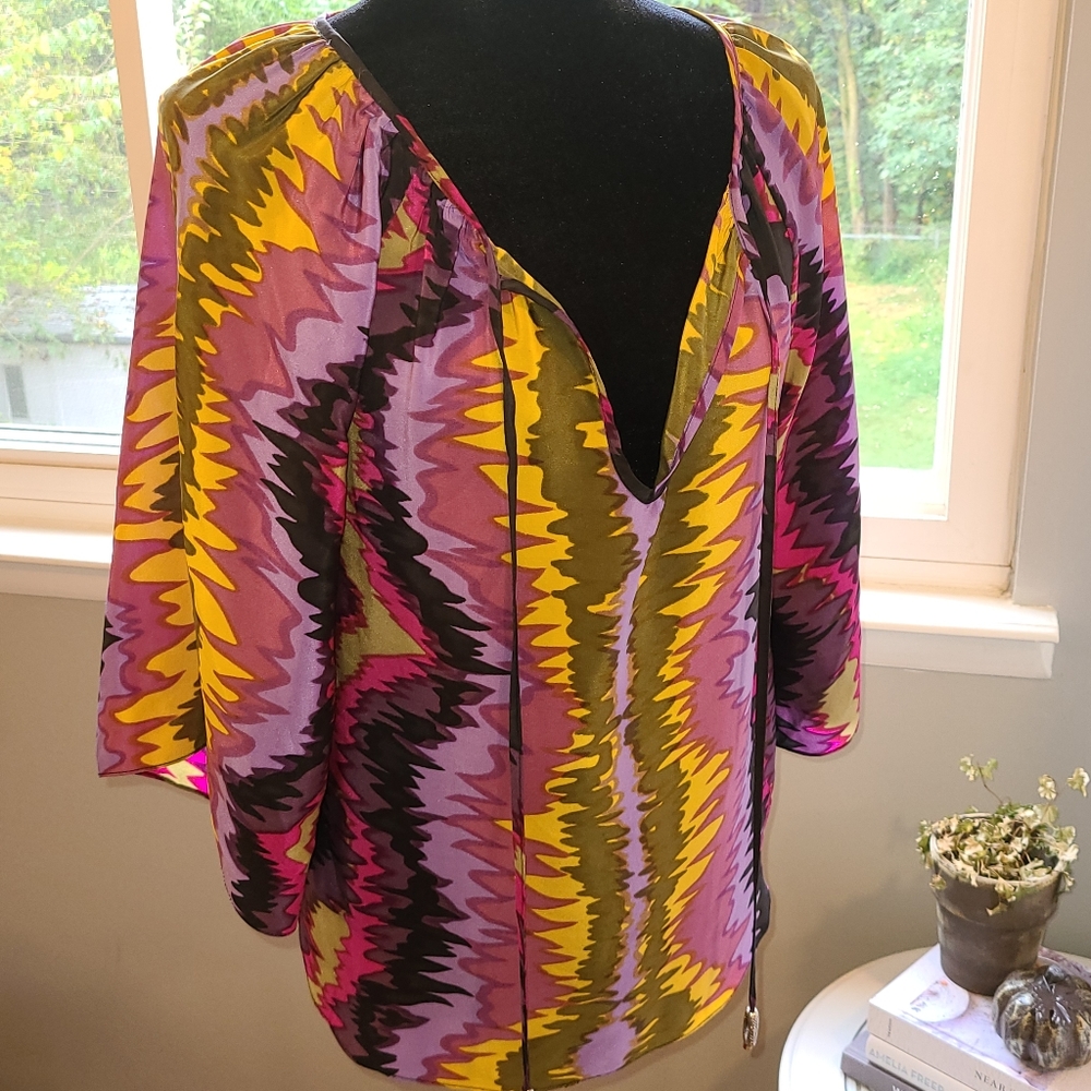 Alice & Trixie 100% silk blouse multicolor Sz S
